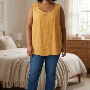 Roaman's Plus-Size Scoop Neck Tank Top in Mustard
